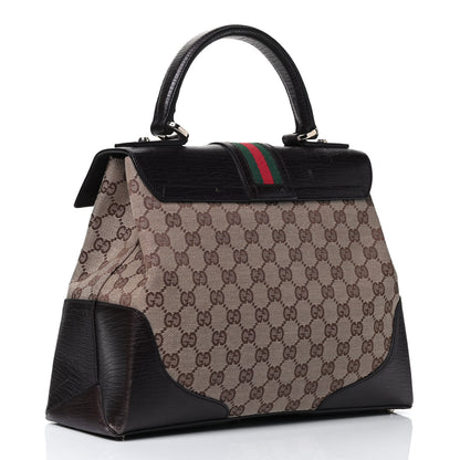 Gucci Monogram Web Top Handle Bag Dark Brown 2 of 6