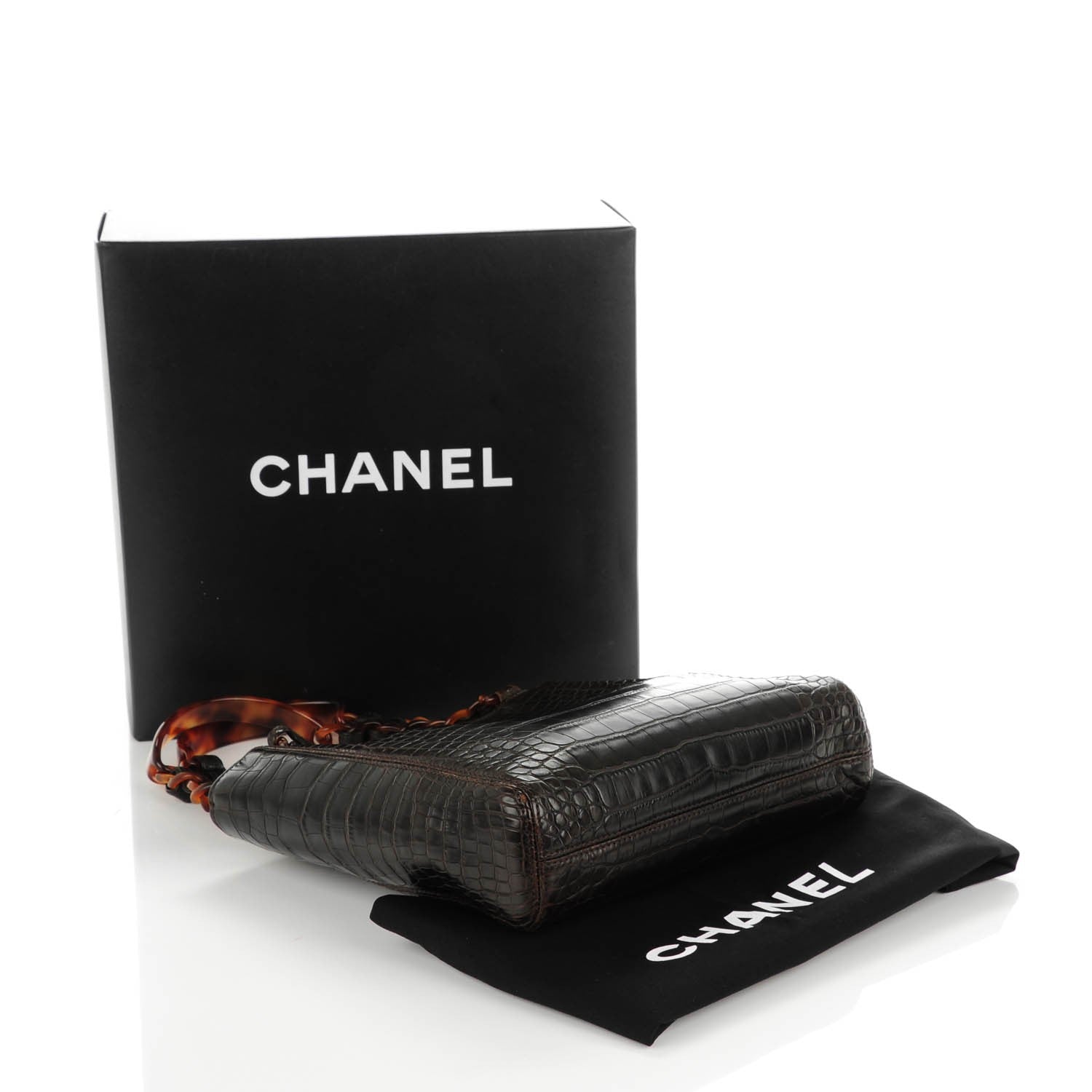 Chanel Alligator Tortoise Chain Small Shoulder Bag Dark Brown 4 of 8