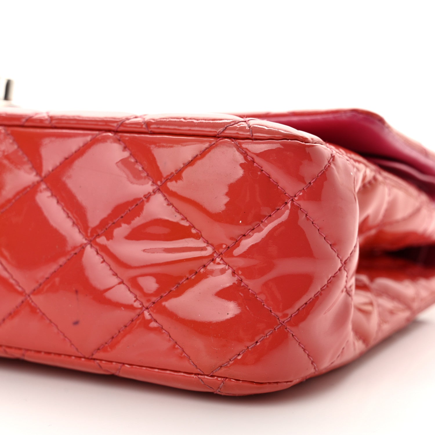 Chanel Patent Quilted Medium Double Flap Dark Pink 10 of 15