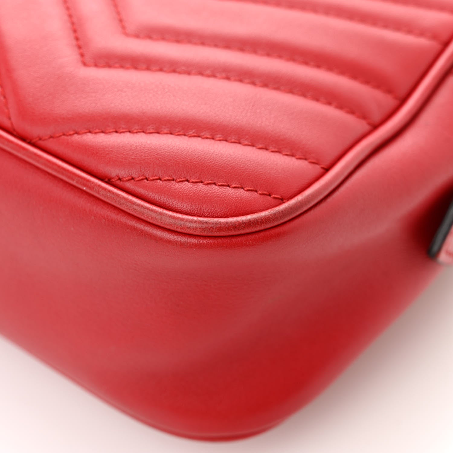 Gucci Calfskin Matelasse Small GG Marmont Chain Shoulder Bag Hibiscus Red 13 of 13