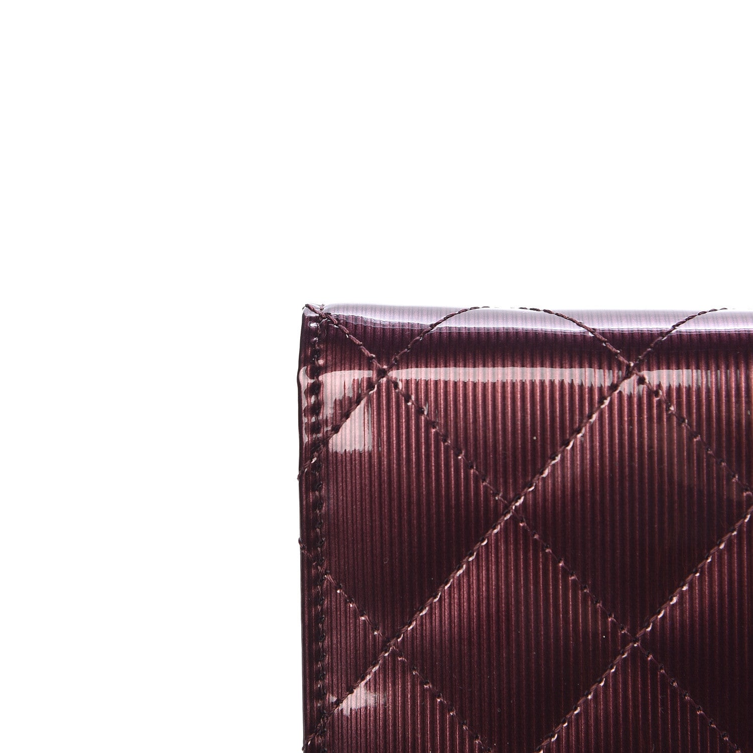 Chanel Striated Patent Quilted Wallet on Chain WOC Bordeaux 9 of 13