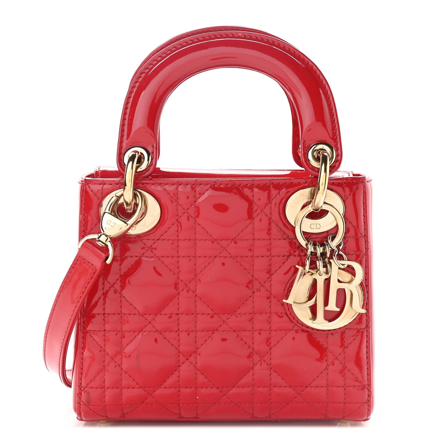 Patent Cannage Mini Lady Dior Red