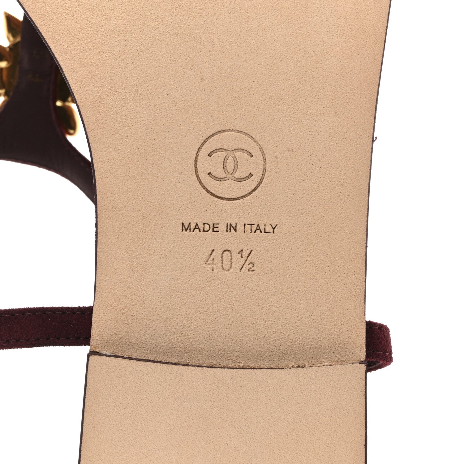 Chanel Suede Calfskin CC Crystal Thong Sandals 40.5 Burgundy 8 of 10