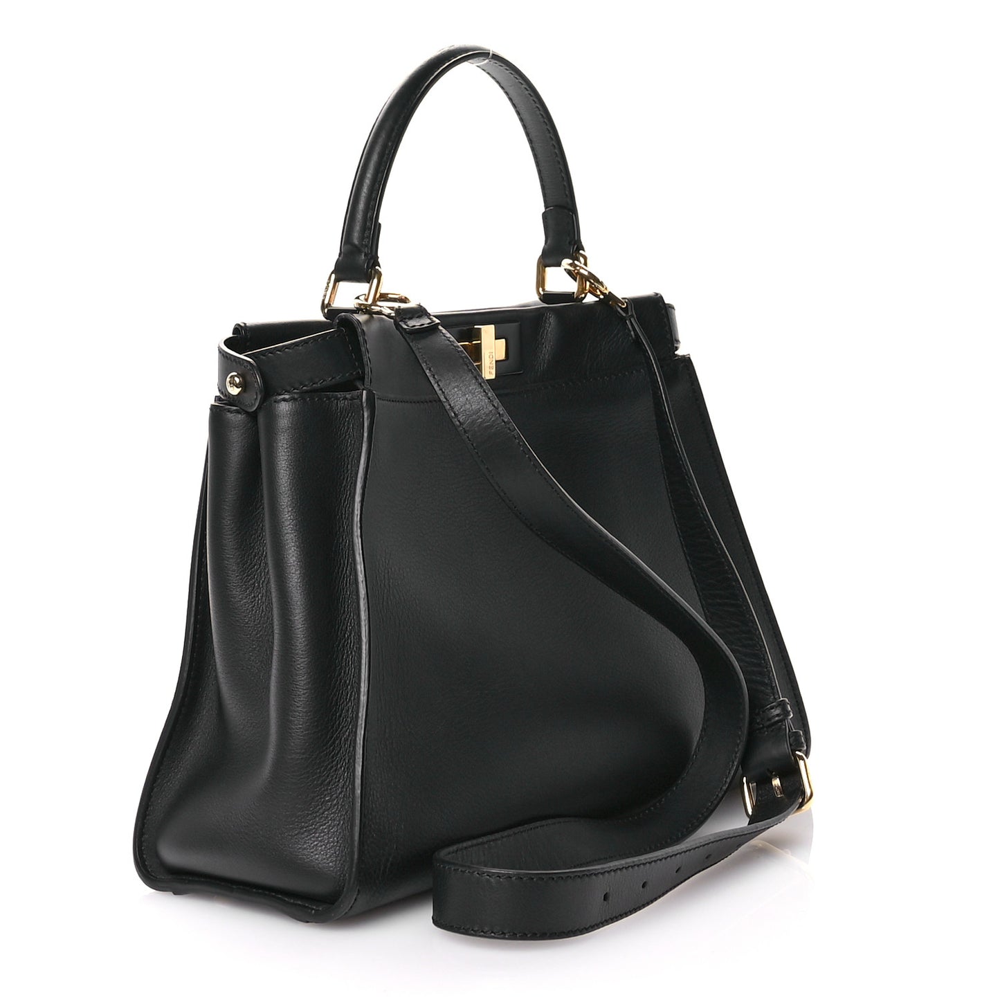 Vitello Seta Shiny Nappa Medium Peekaboo Iconic Satchel Black
