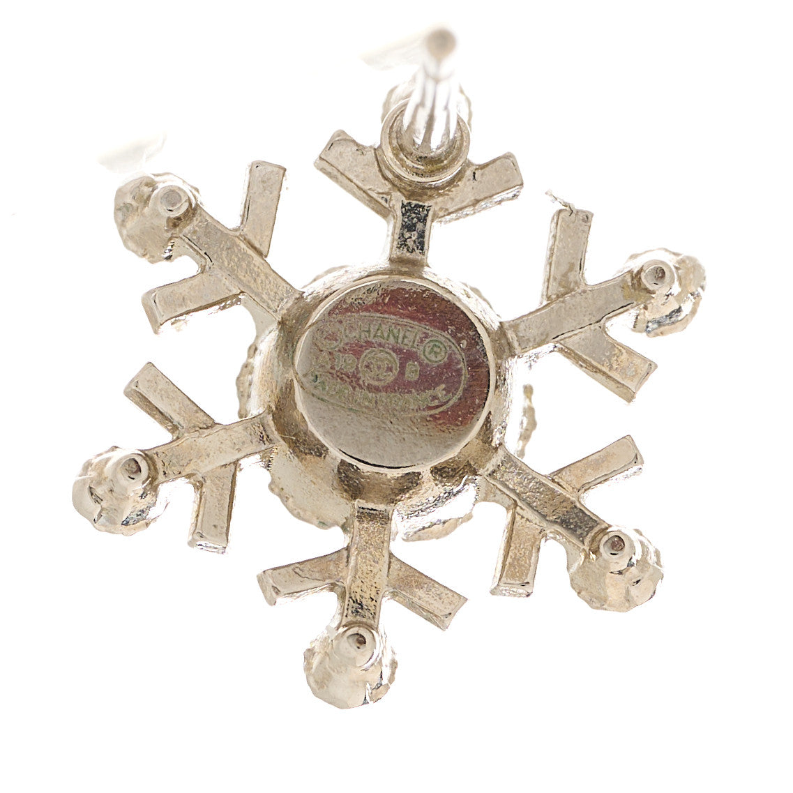 Chanel Crystal CC Snowflake Earrings Silver 4 of 5