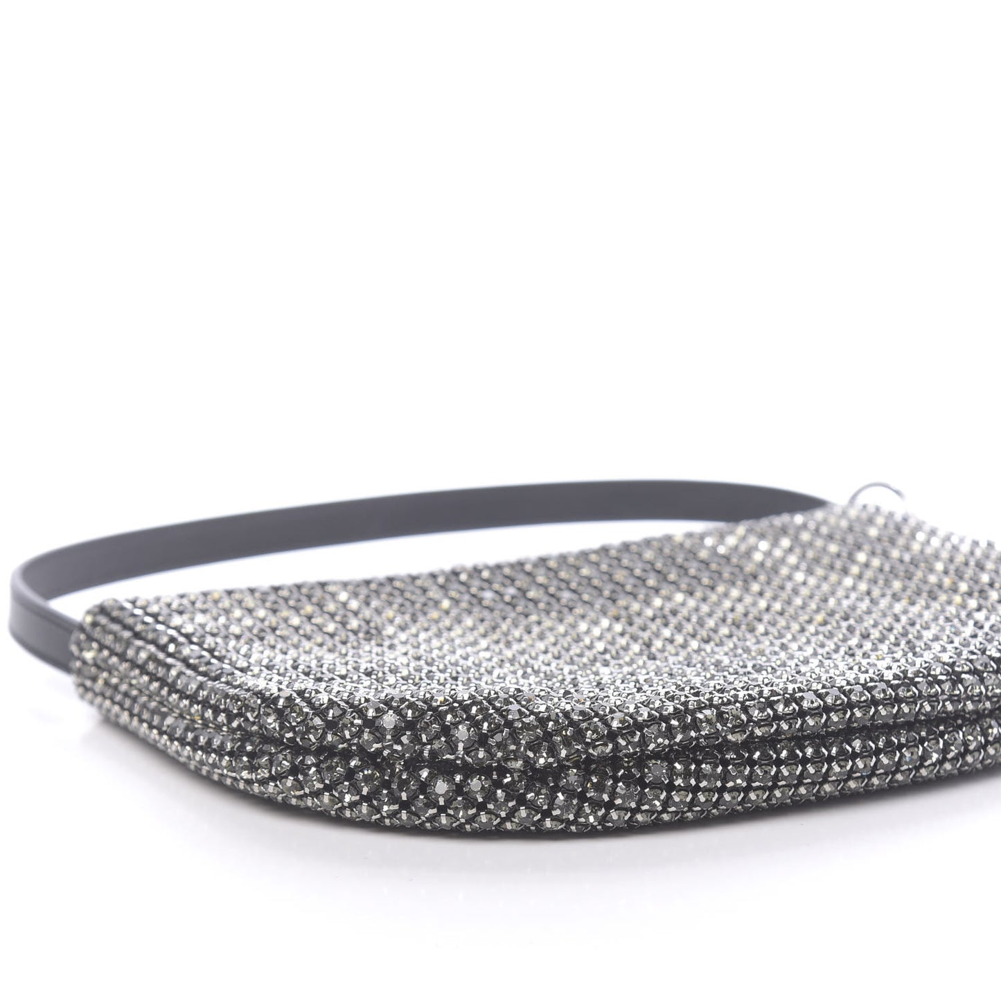 Mesh Crystal Wanglock Fortune Cookie Bag Black