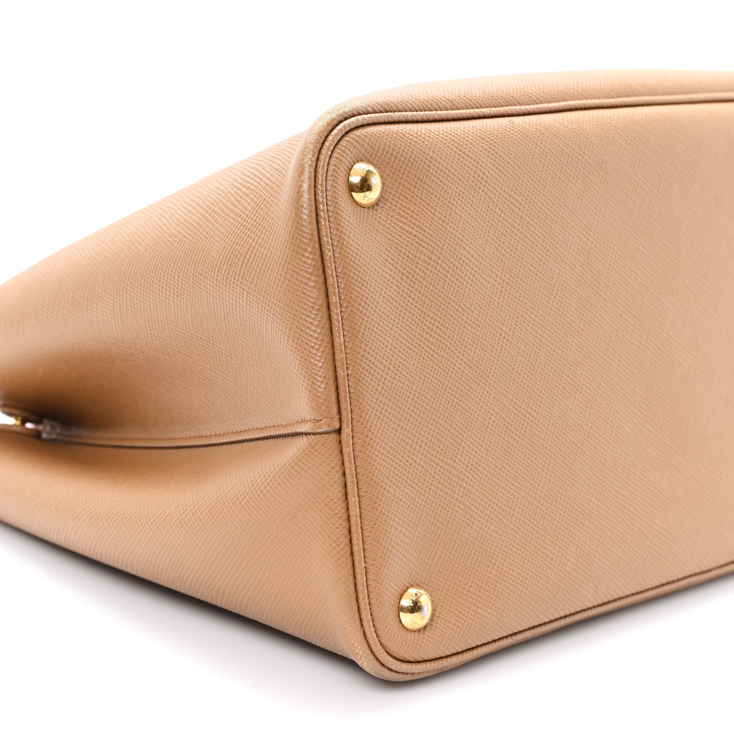 Saffiano Cuir Large Double Bag Caramel Fuoco