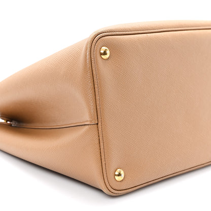 Prada Saffiano Cuir Large Double Bag Caramel Fuoco 8 of 11