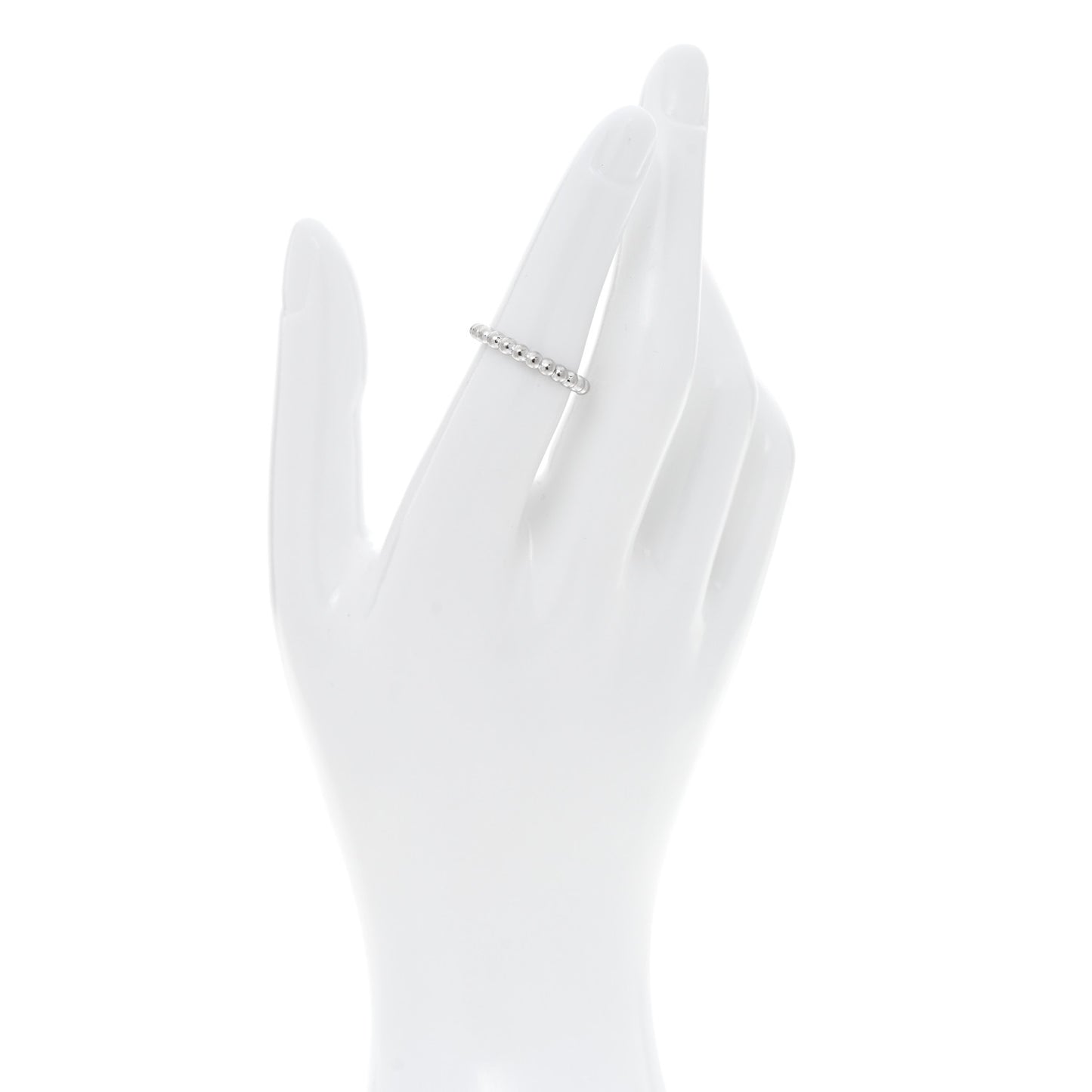 18K White Gold Medium Perlee Ring 52 6