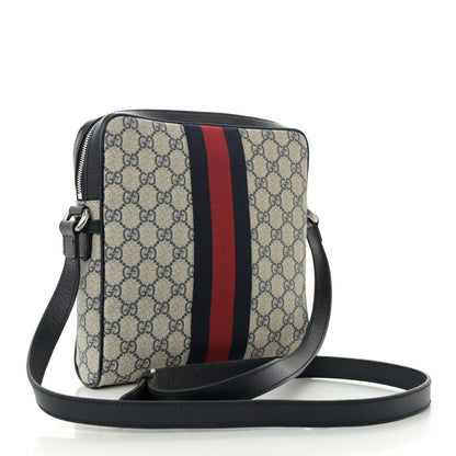 Gucci GG Supreme Monogram Textured Dollar Calfskin Web Small Ophidia Messenger Bag Beige Blue 3 of 12