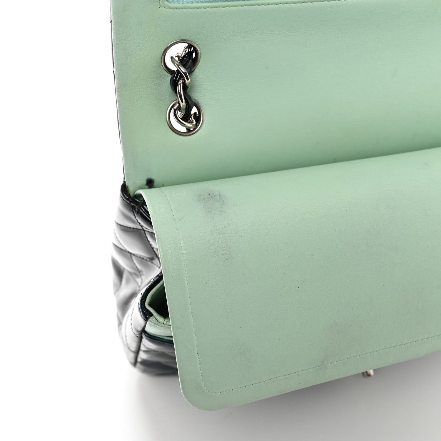 Chanel Patent Quilted Jumbo Double Flap Dark Green 13 of 13