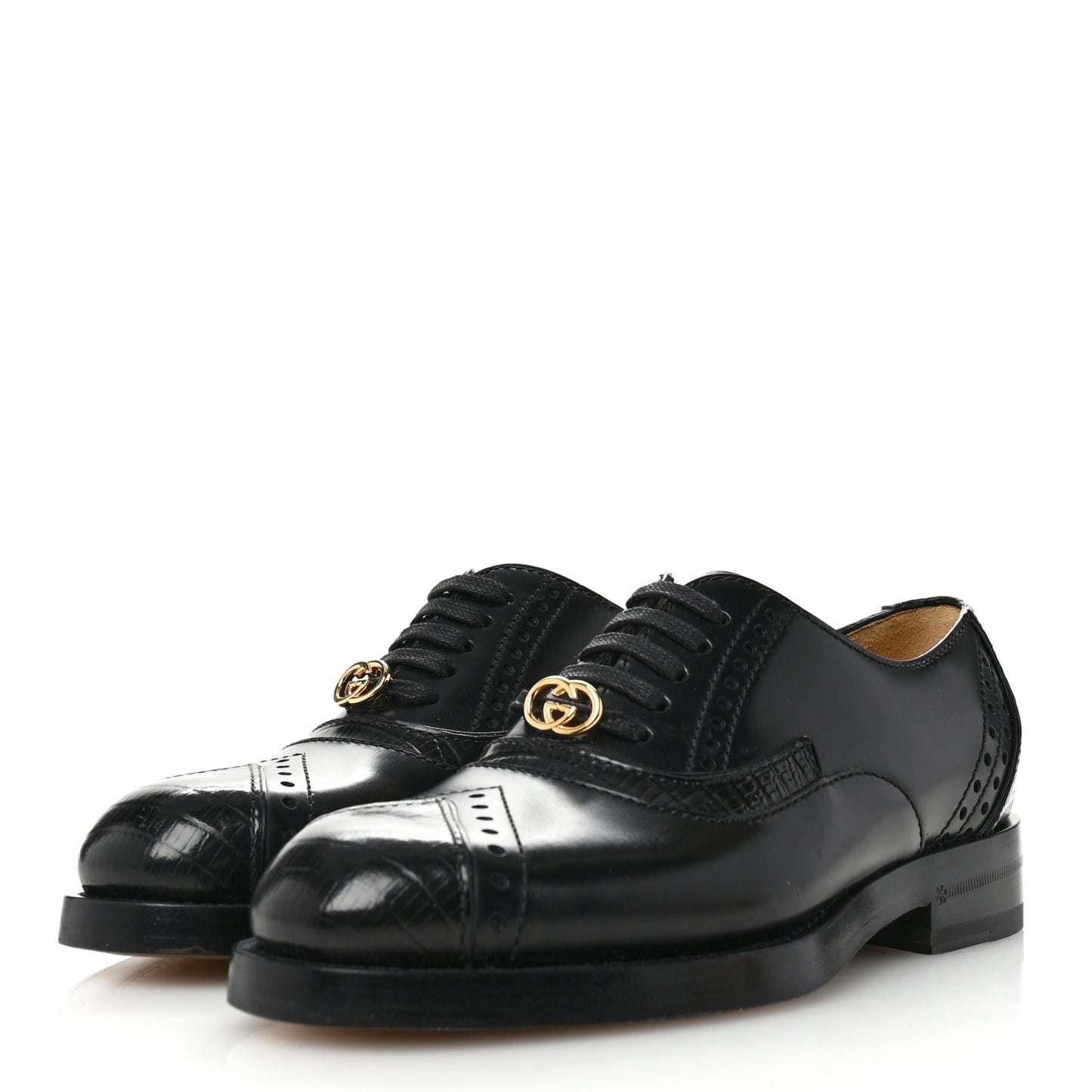 Glossy Calfskin Tejus Womens Lace Up Loafers 35.5 Black