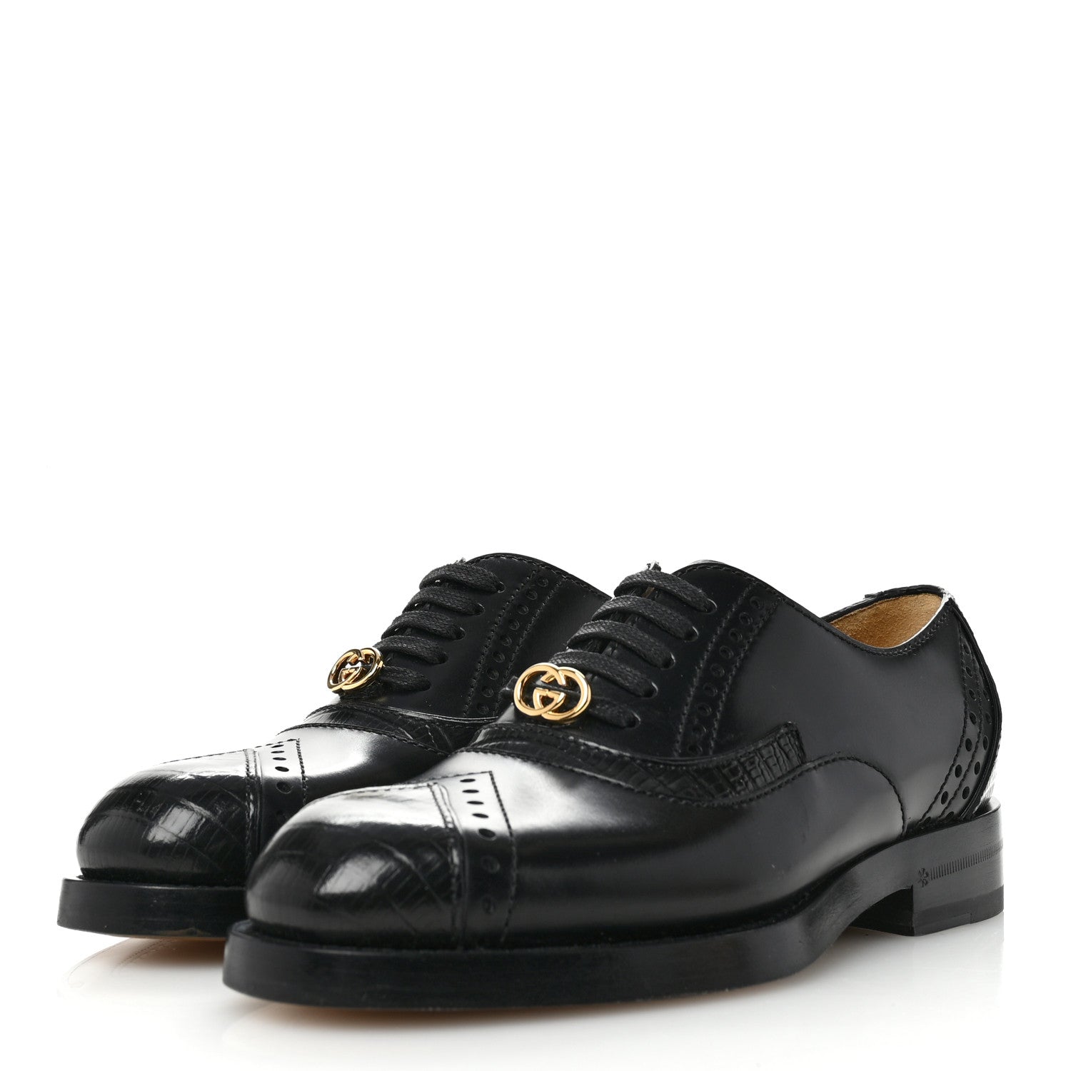 Gucci Glossy Calfskin Tejus Womens Lace Up Loafers 35.5 Black 4 of 11