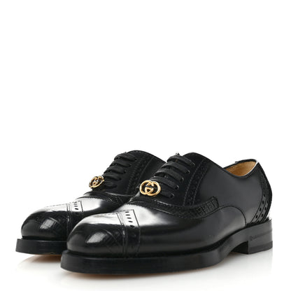Gucci Glossy Calfskin Tejus Womens Lace Up Loafers 35.5 Black 4 of 11