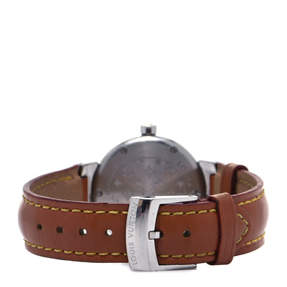 Louis Vuitton Stainless Steel Calfskin 28mm Tambour Quartz Watch 3 of 7