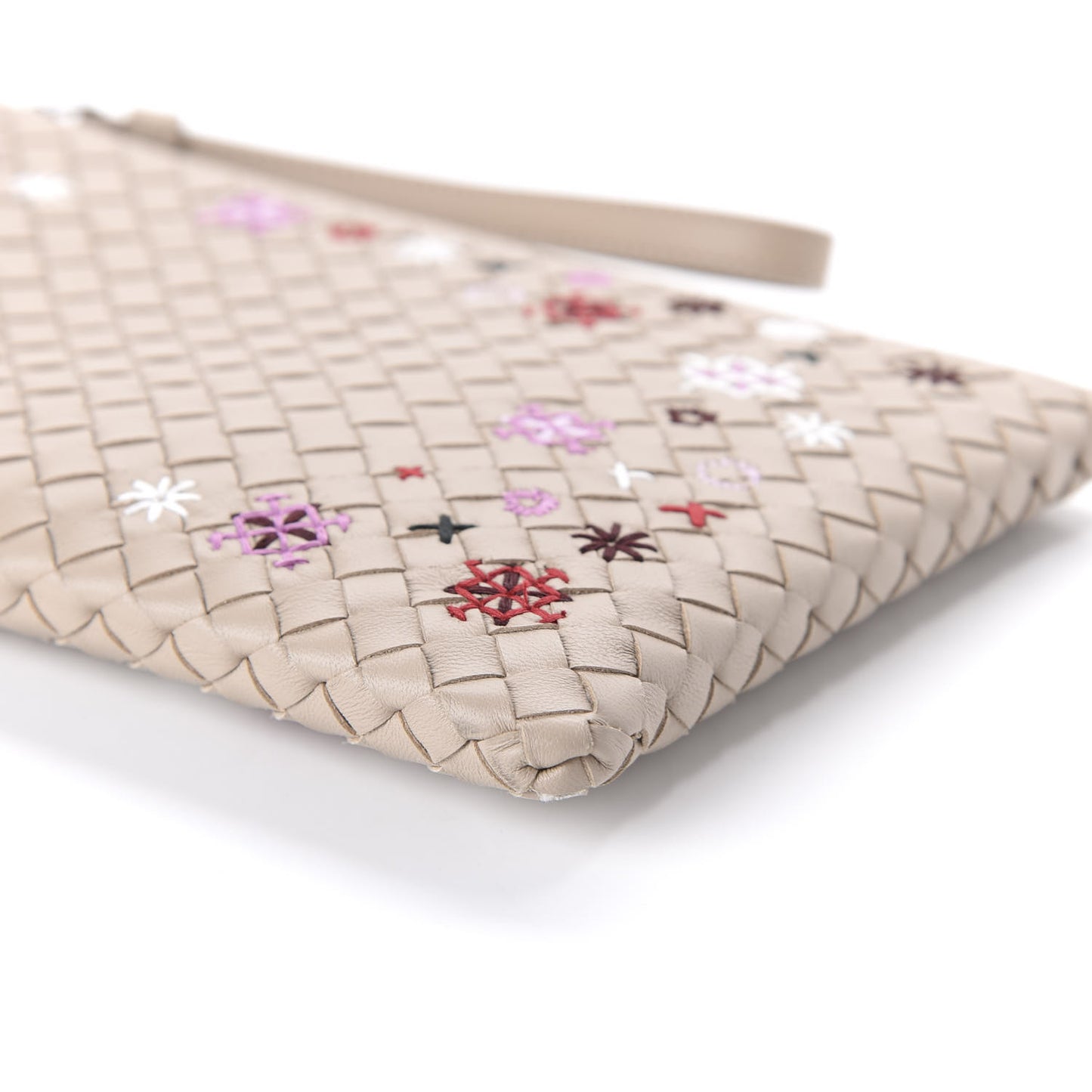 Nappa Intrecciato Meadow Flower Pouch Beige Multicolor