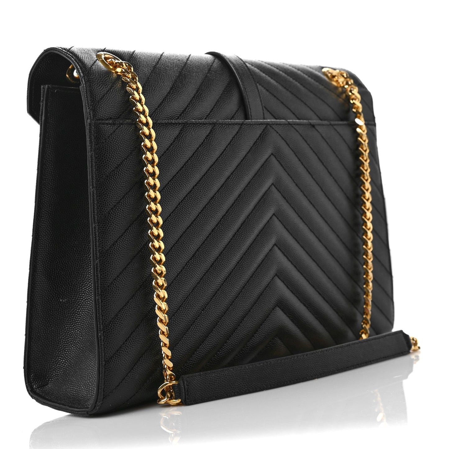 Smooth Calfskin Matelasse Chevron Large Monogram Satchel Black