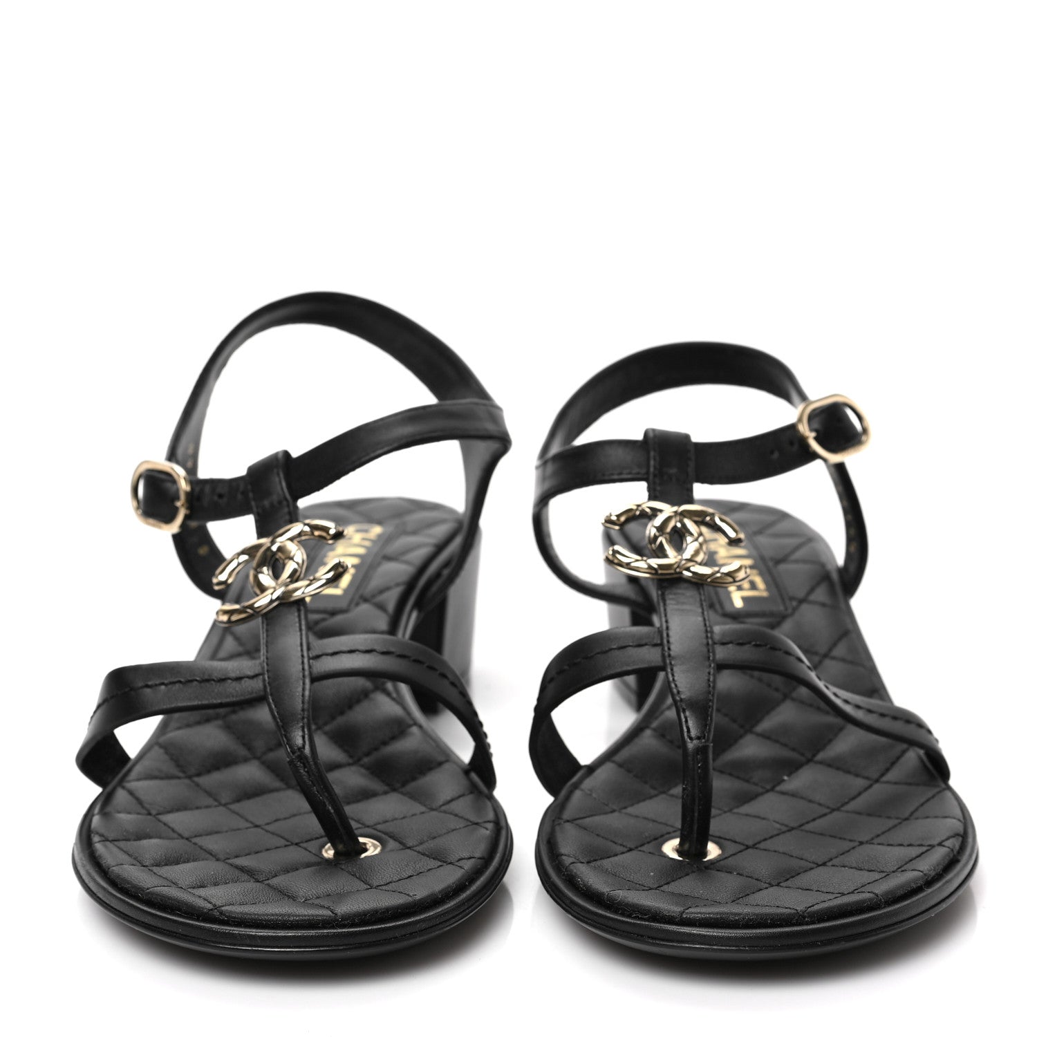 Chanel Calfskin CC Logo Thong Sandals 39.5 Black 3 of 7