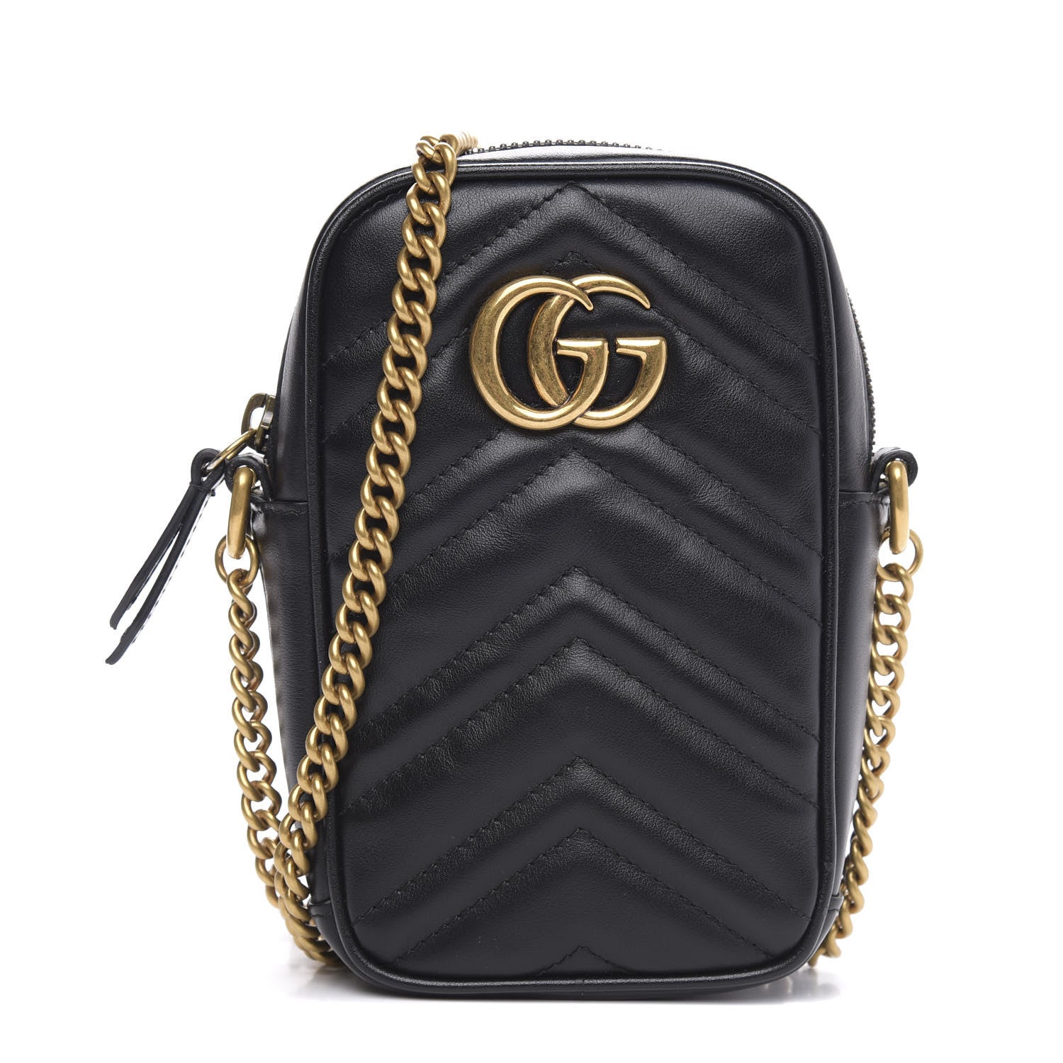 Gucci Calfskin Matelasse Mini GG Marmont Crossbody Bag Black 1 of 10