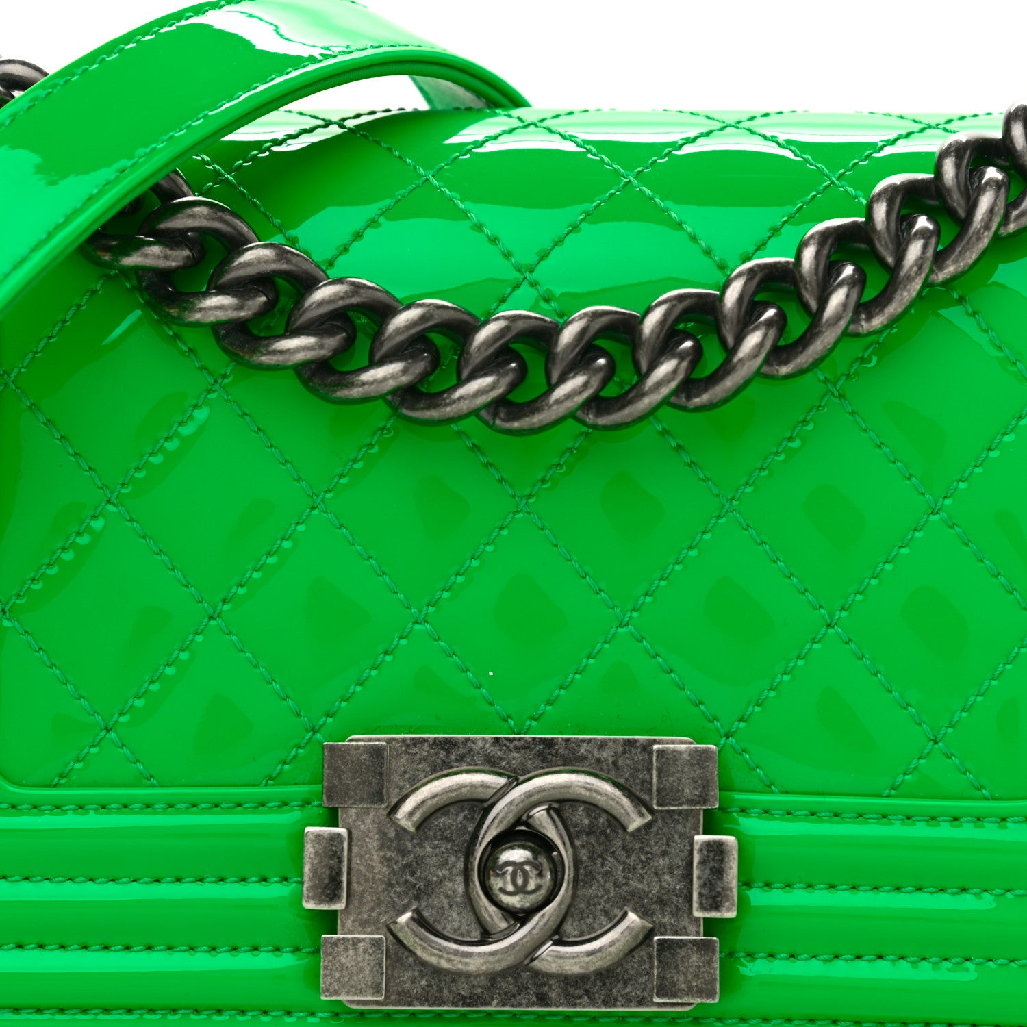 Chanel Patent Quilted Small Boy Flap Green 8 of 11
