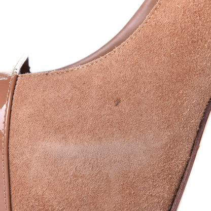 Saint Laurent Suede Patent Tribtoo 105 Cap Toe Pumps 38 Tanned 9 of 11