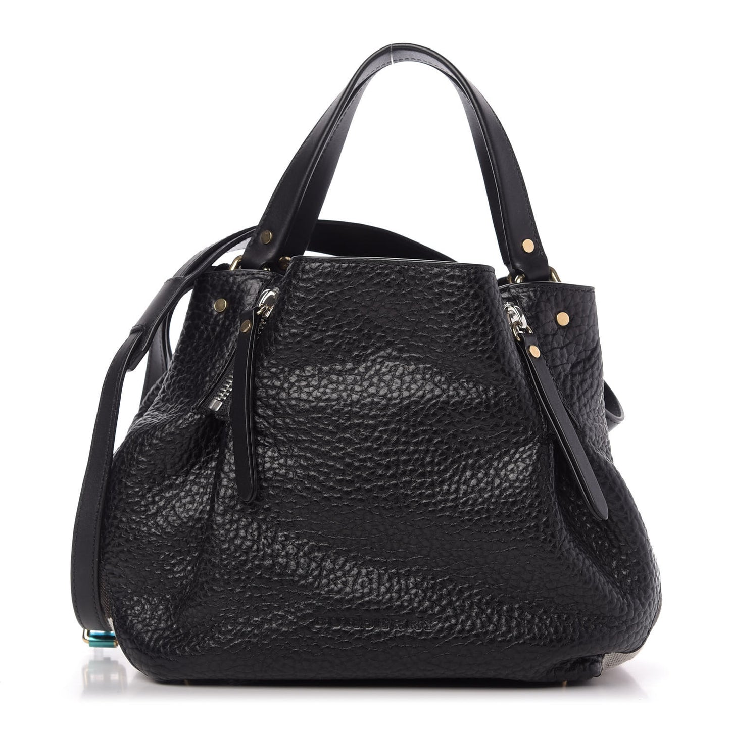 Grainy Calfskin House Check Small Maidstone Black