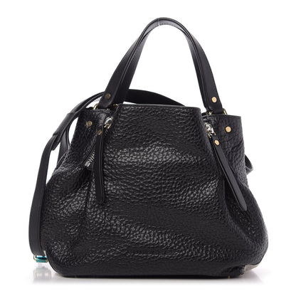 Burberry Grainy Calfskin House Check Small Maidstone Black 1 of 9