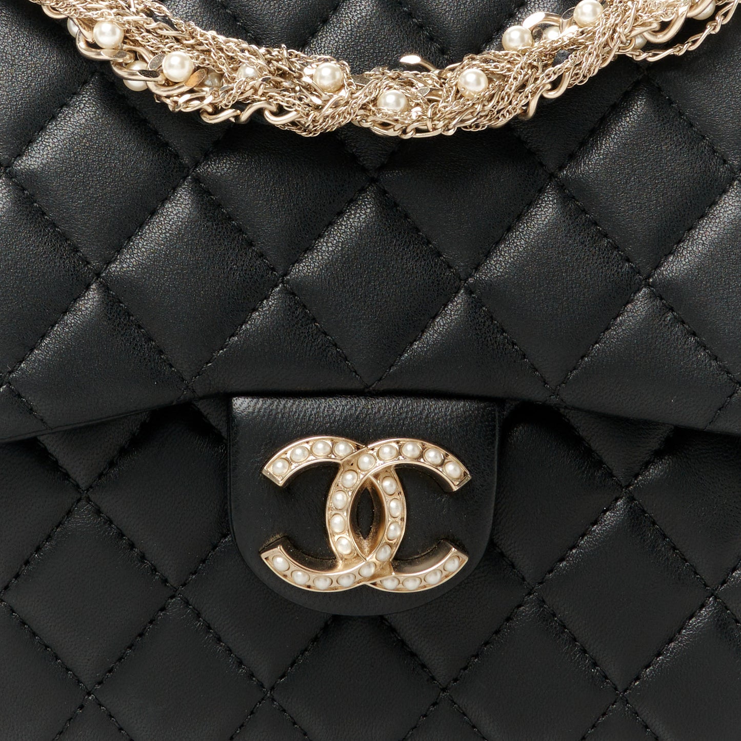 Lambskin Medium Westminster Pearl Flap Black