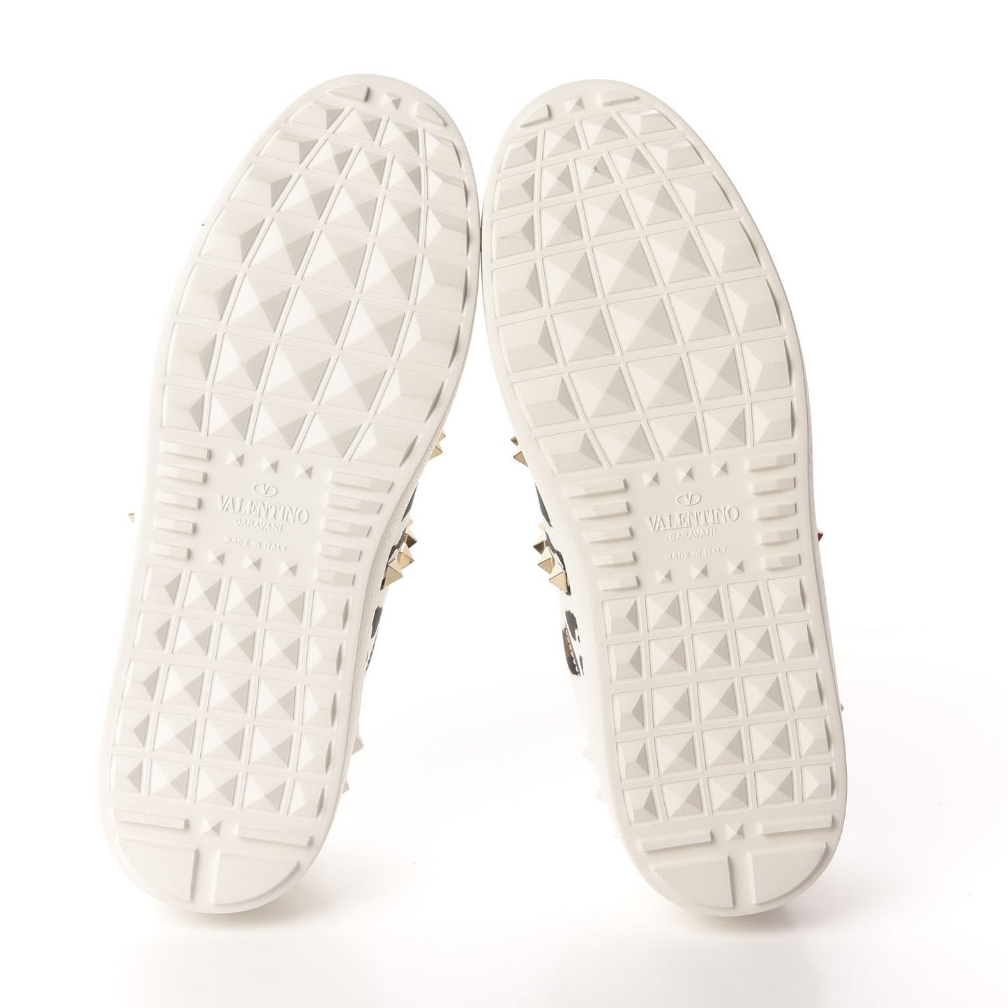 Calfskin Leopard Print Rockstud Untitled Open Sneakers 37.5 White