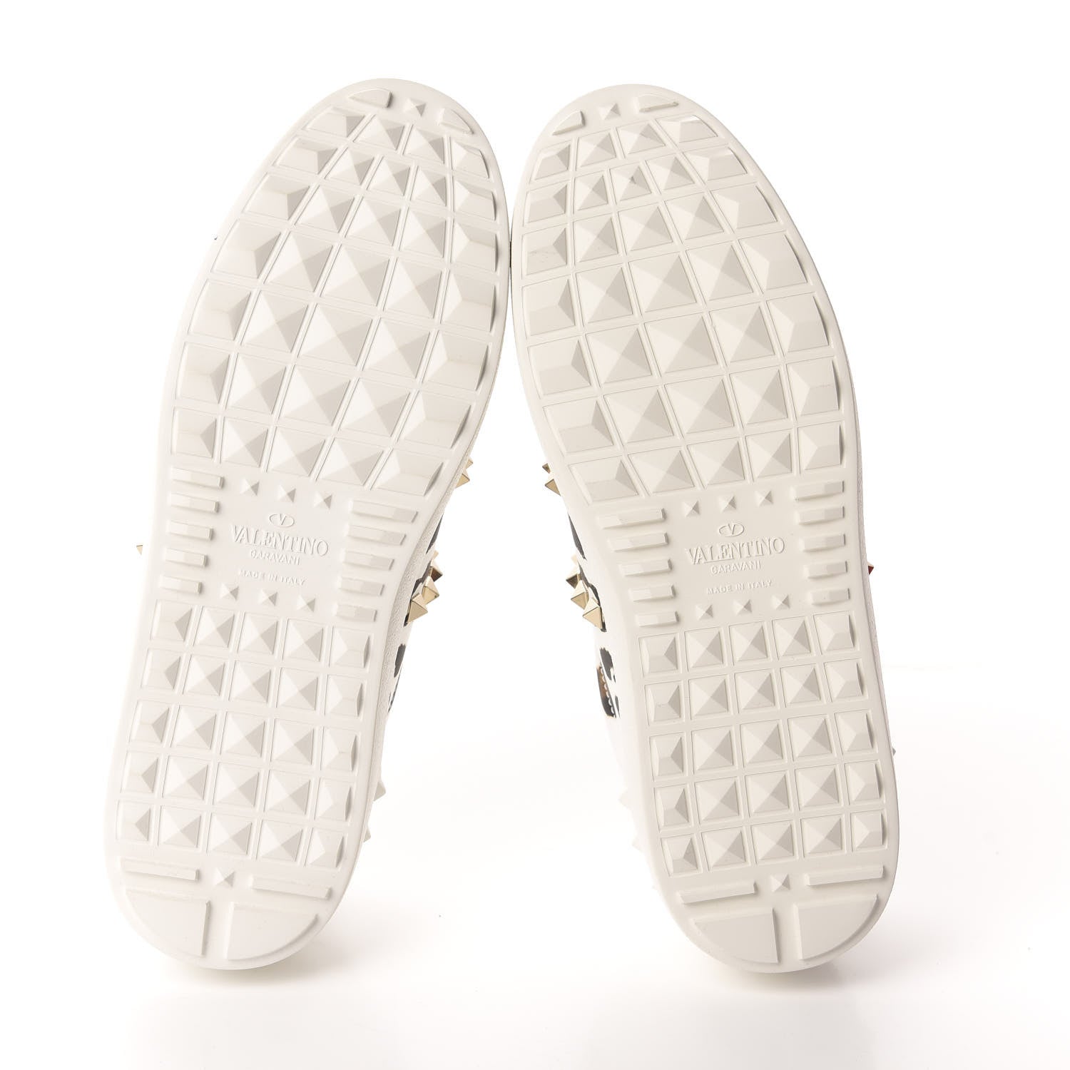 Valentino Garavani Calfskin Leopard Print Rockstud Untitled Open Sneakers 37.5 White 7 of 12