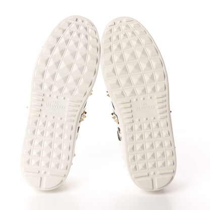 Valentino Garavani Calfskin Leopard Print Rockstud Untitled Open Sneakers 37.5 White 7 of 12