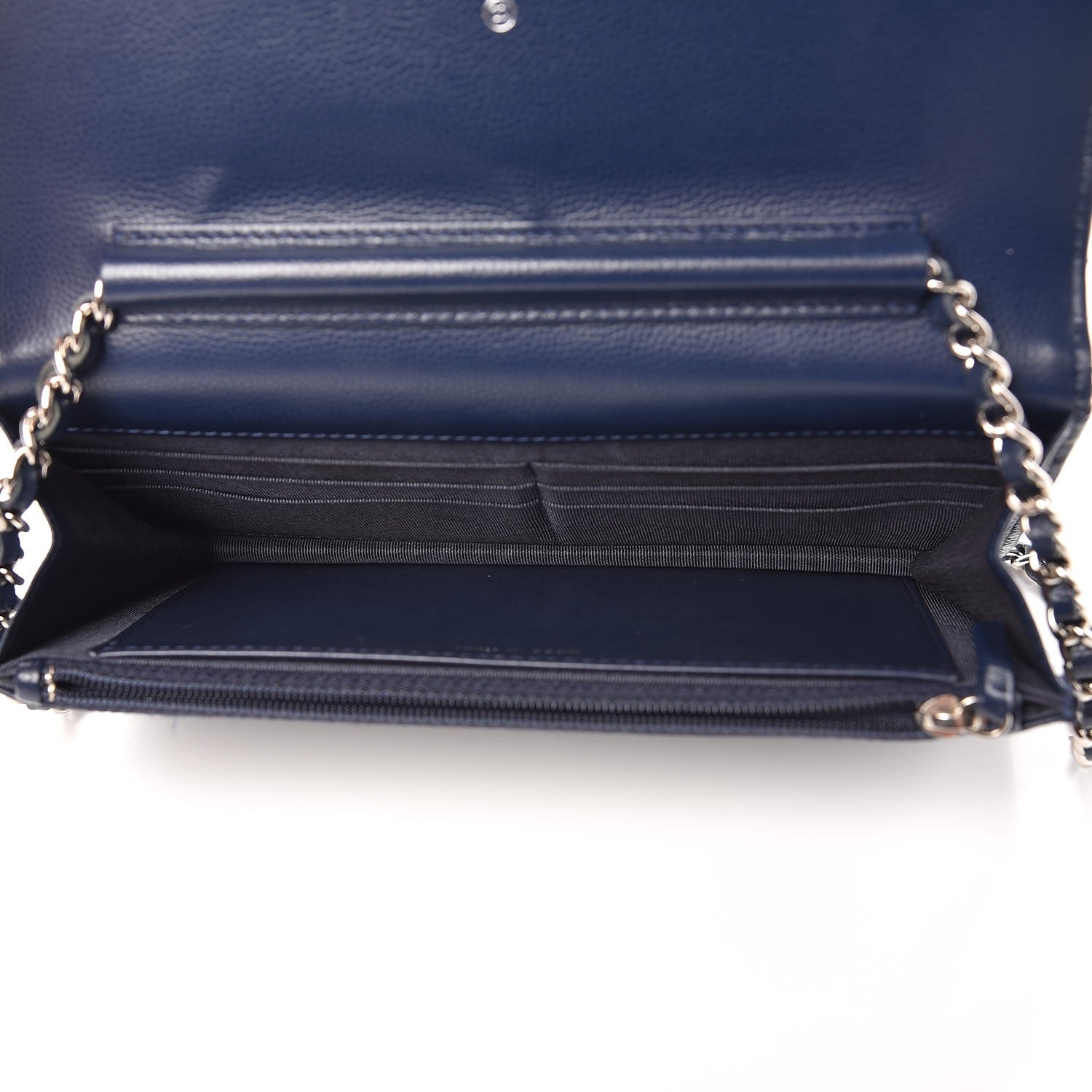 Chanel Caviar Chevron Quilted Wallet On Chain WOC Navy 5 of 8