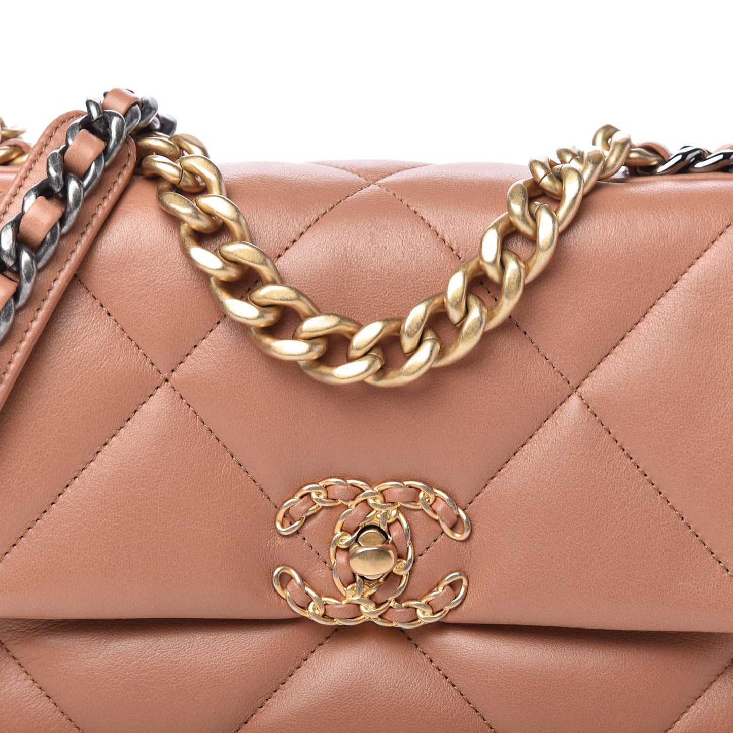 Lambskin Quilted Medium Chanel 19 Flap Brown