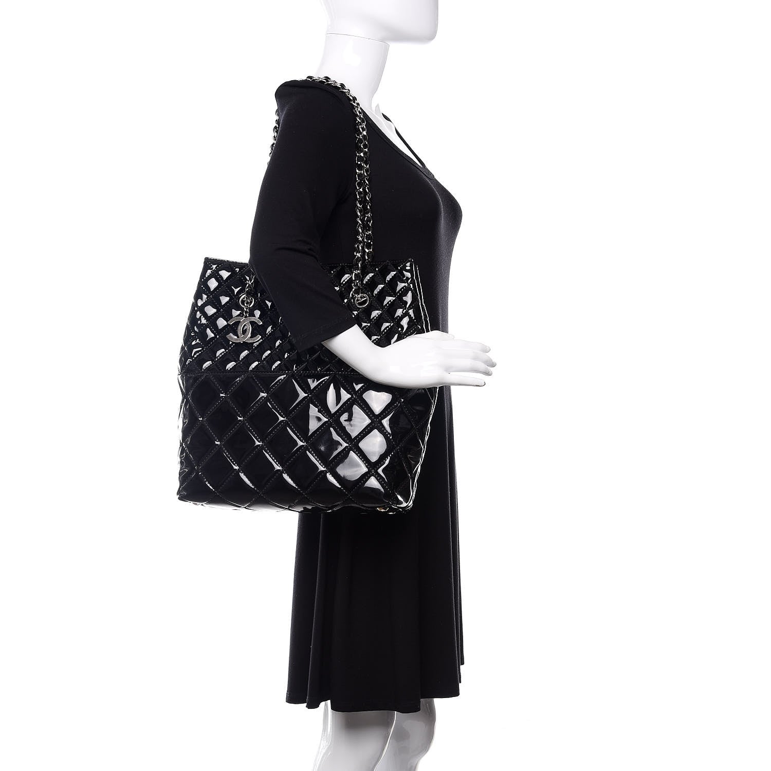 Chanel Vinyl Quilted In The Business North South Tote Black 2 of 16