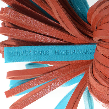 Hermes Lambskin Bi-Color Carmen Tassel Key Holder Bleu Aztec Brique 3 of 4