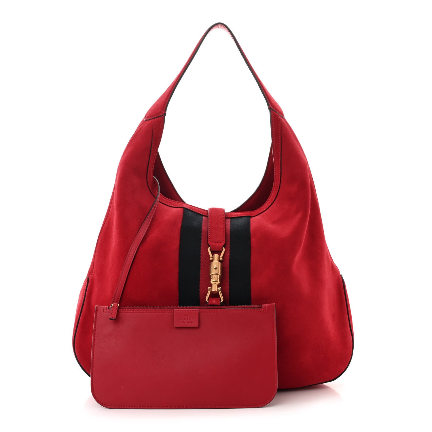 Gucci Soft Suede Web Large Jackie Hobo Red 3 of 12