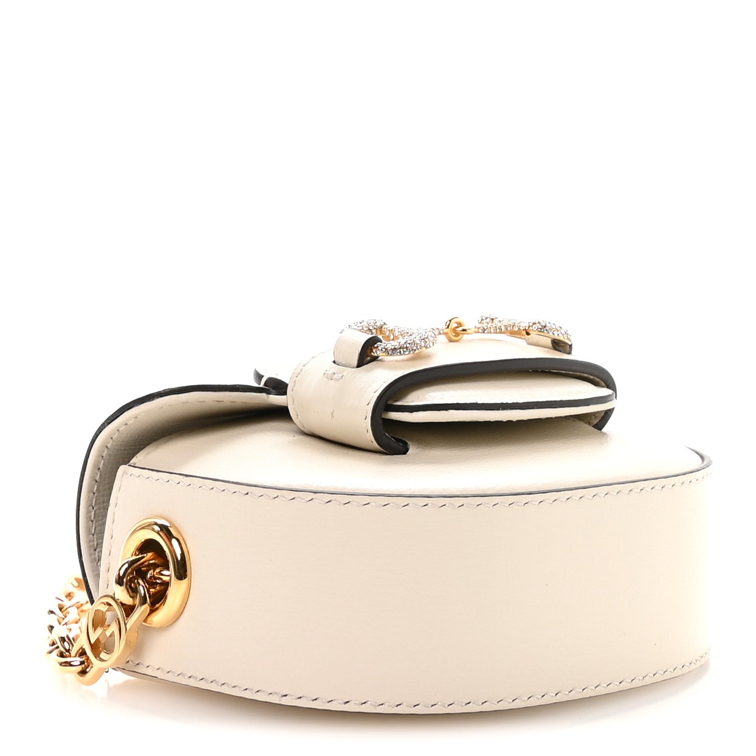 Gucci Azalea Calfskin Crystal GG Monogram Mini Horsebit 1955 Waist Bag Mystic White 4 of 12