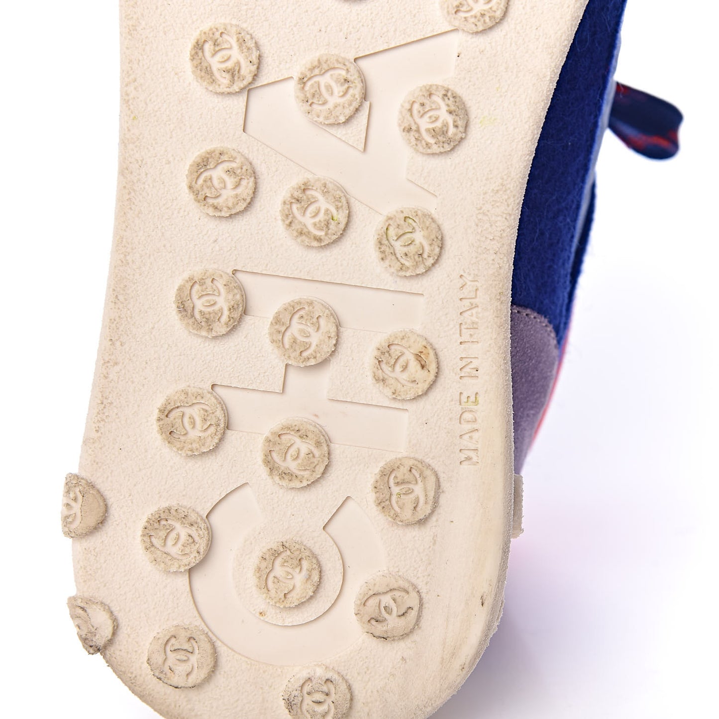 Wool Nylon Lambskin Suede Calfskin Womens Logo Sneakers 36 Blue Coral