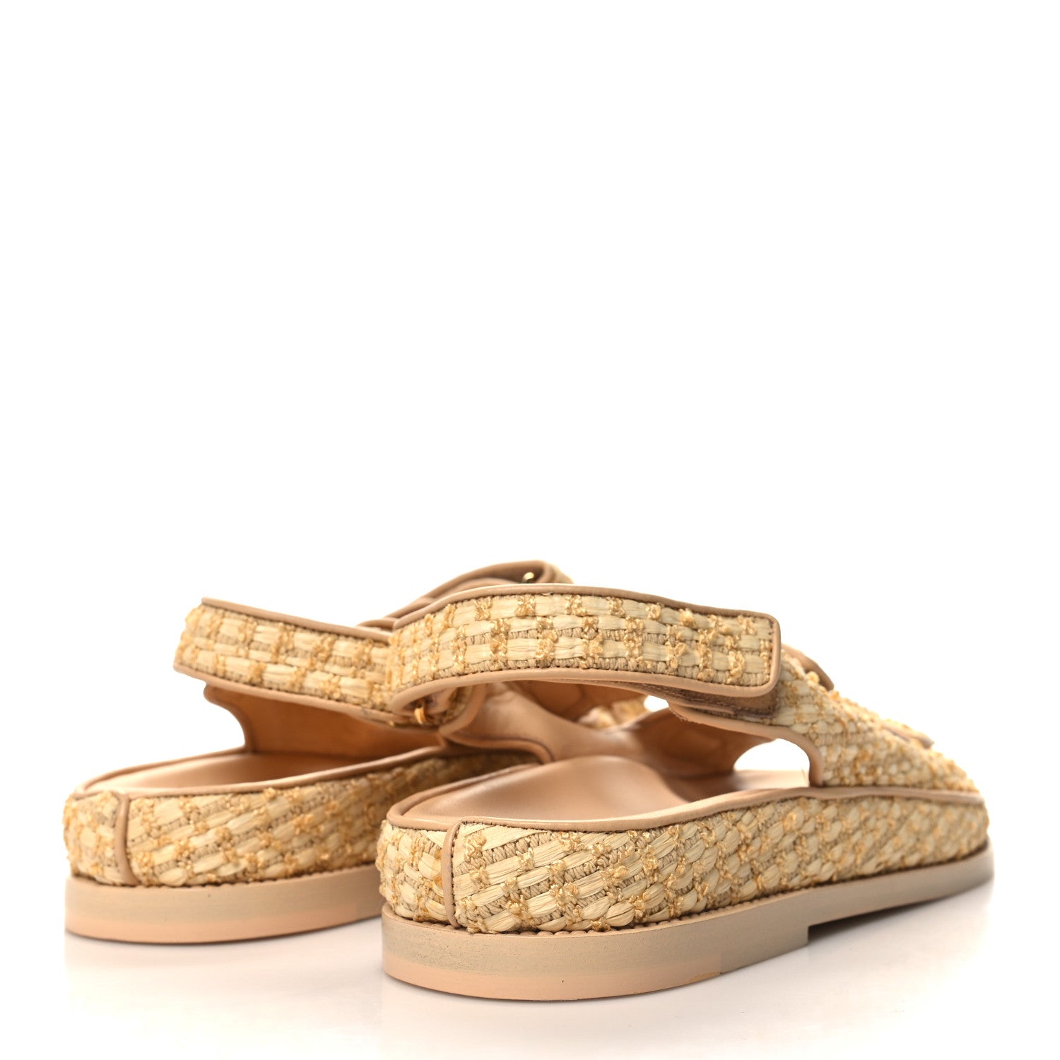 Chanel Braided Fabric Velcro Dad Sandals 39 Beige 4 of 9