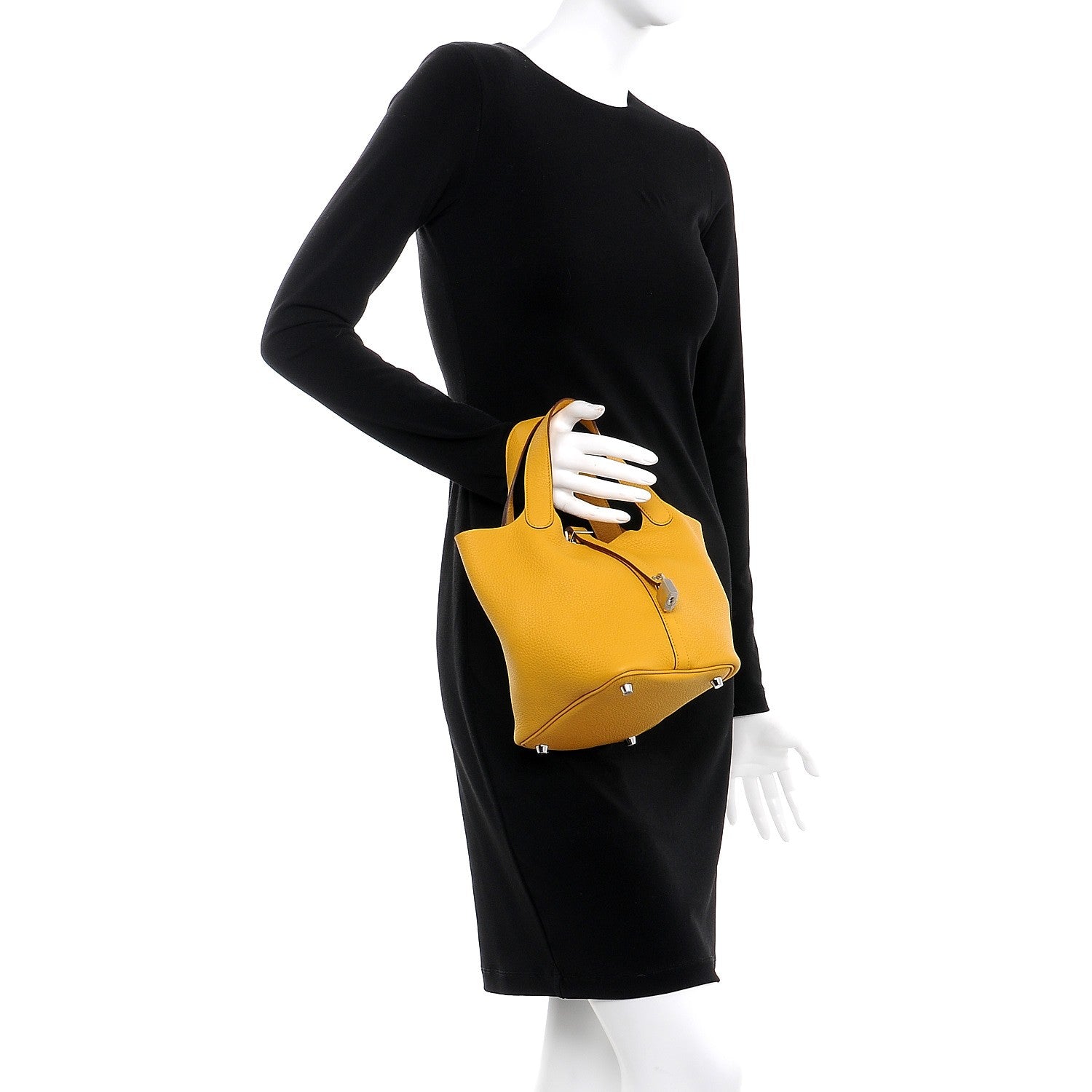 Hermes Taurillon Clemence Picotin Lock 18 PM Jaune Ambre 2 of 8