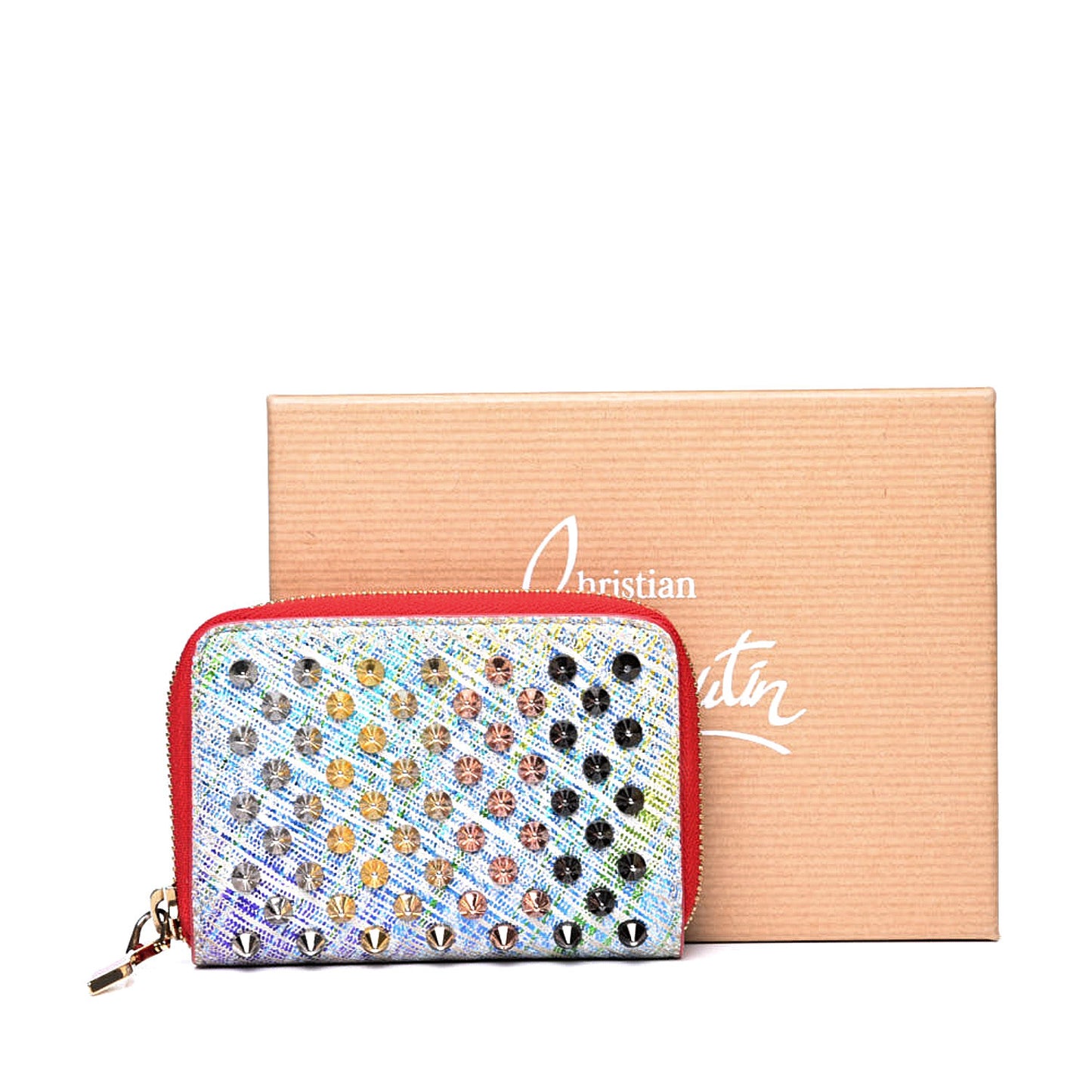 Metallic Suede Unicorn Spikes Panettone Coin Purse White