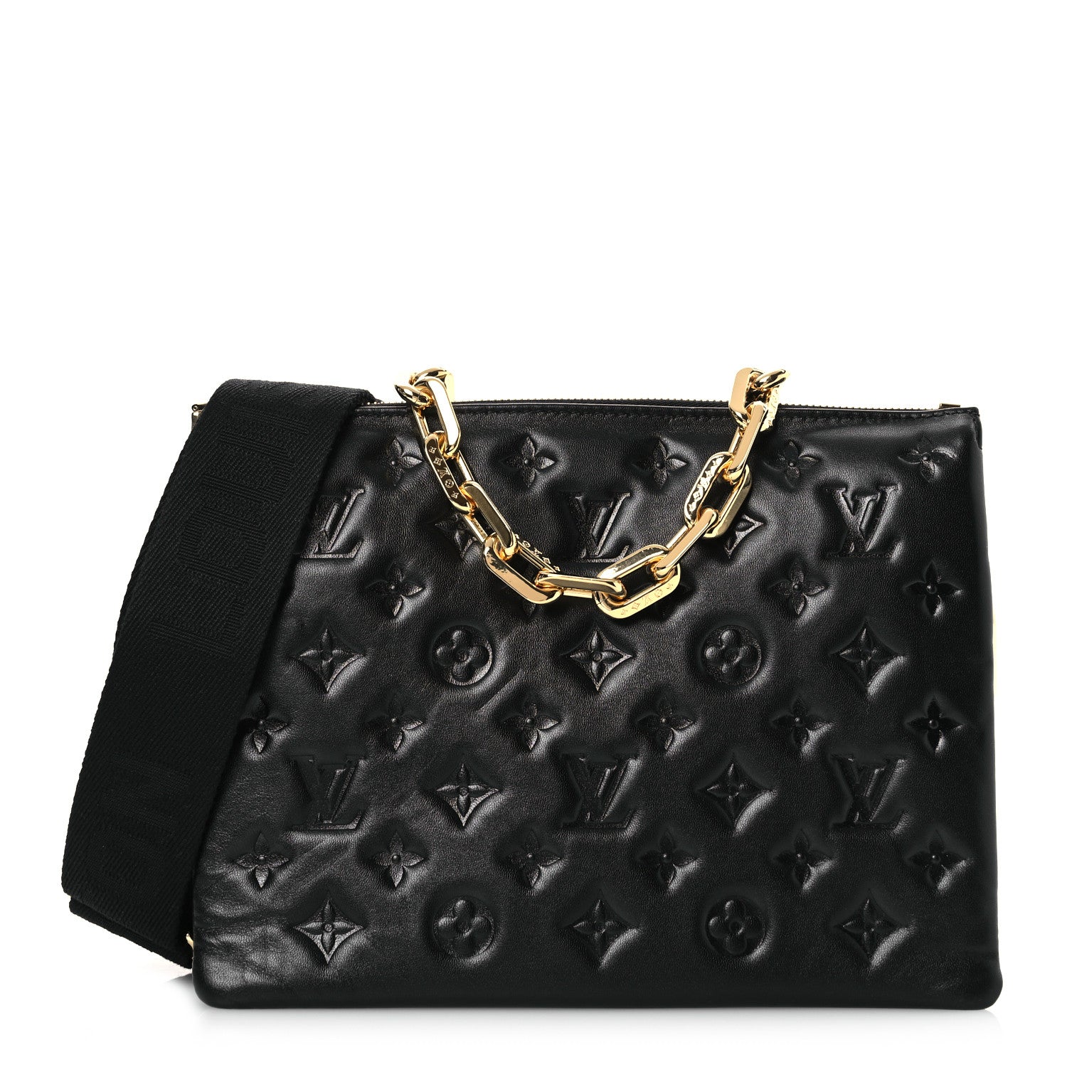 Louis Vuitton Lambskin Embossed Monogram Coussin PM Black 1 of 10