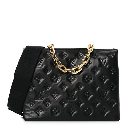 Louis Vuitton Lambskin Embossed Monogram Coussin PM Black 1 of 10