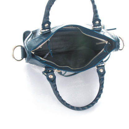 Balenciaga Chevre Gold Metallic Edge Hardware Mini City Bleu Paon 6 of 8
