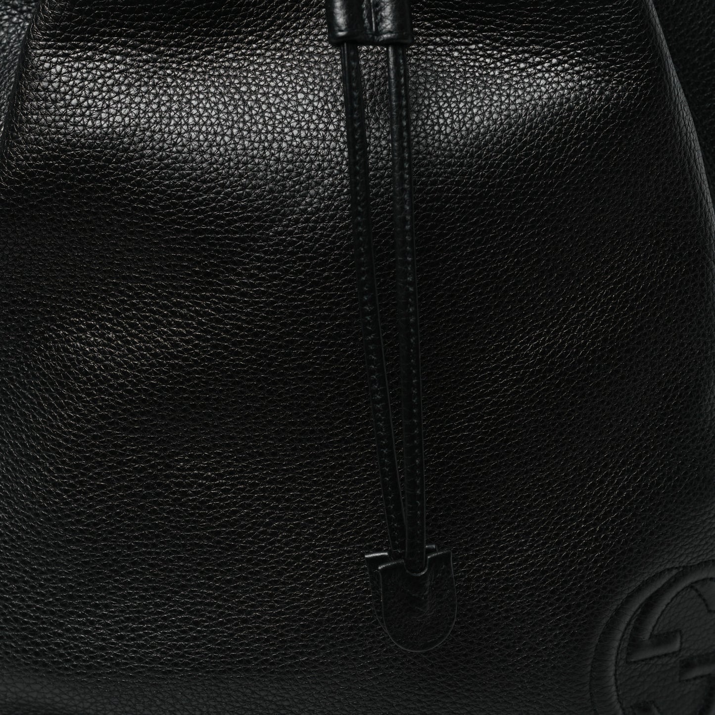 Pebbled Calfskin Small Soho Drawstring Backpack Black