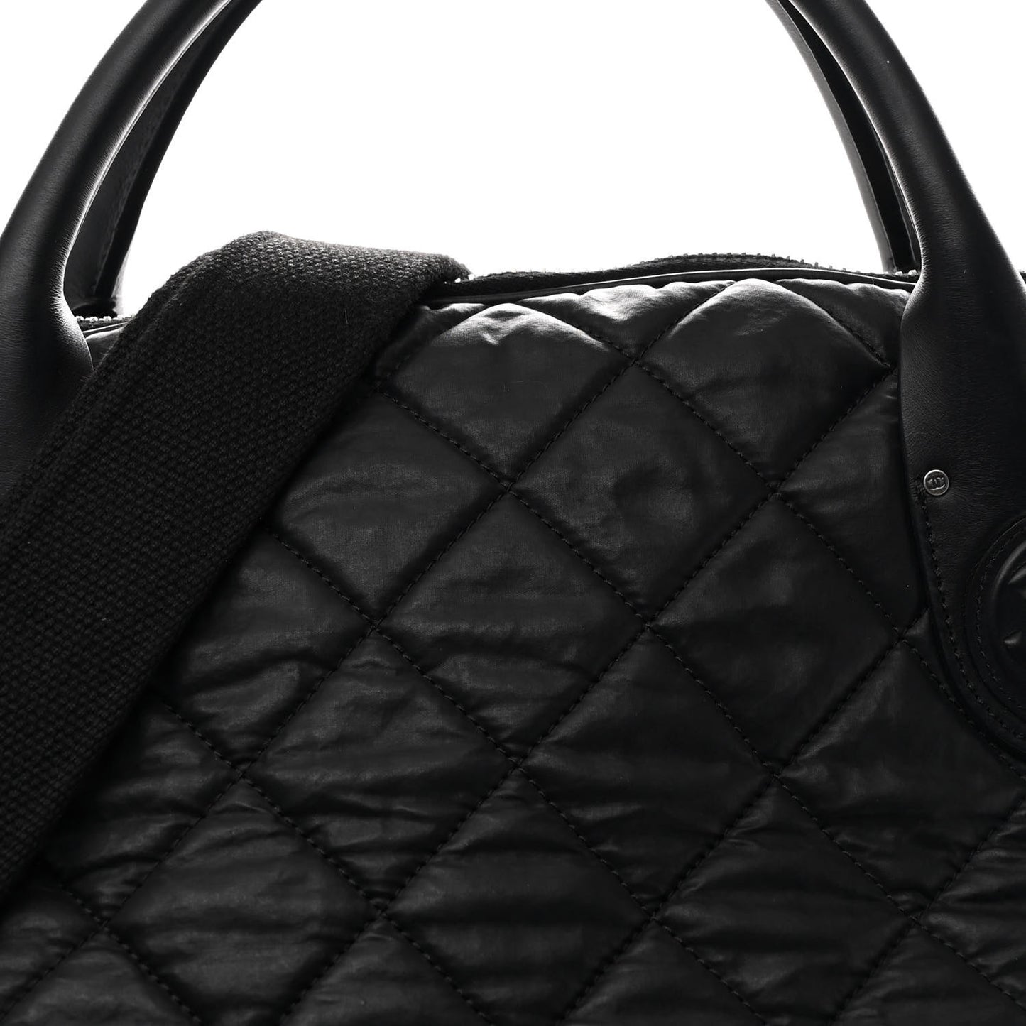 Coated Canvas Quilted Large Garment Travel Bag Black