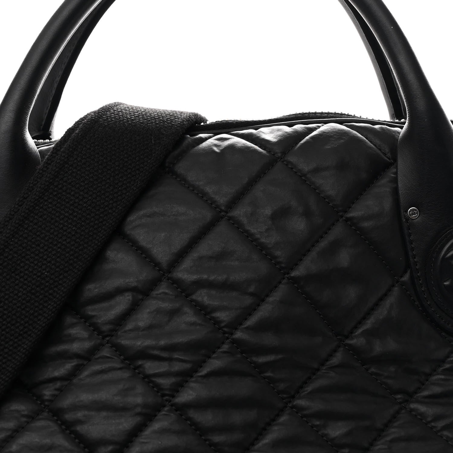 Chanel Coated Canvas Quilted Large Garment Travel Bag Black 8 of 10