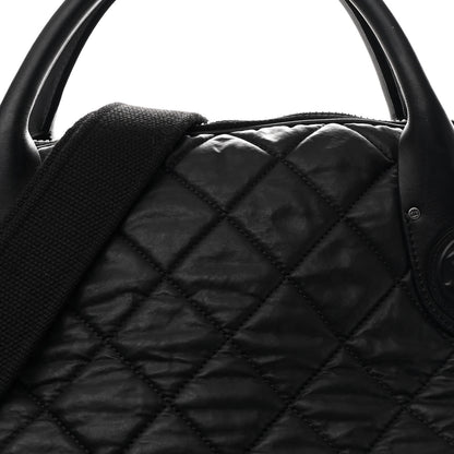 Chanel Coated Canvas Quilted Large Garment Travel Bag Black 8 of 10