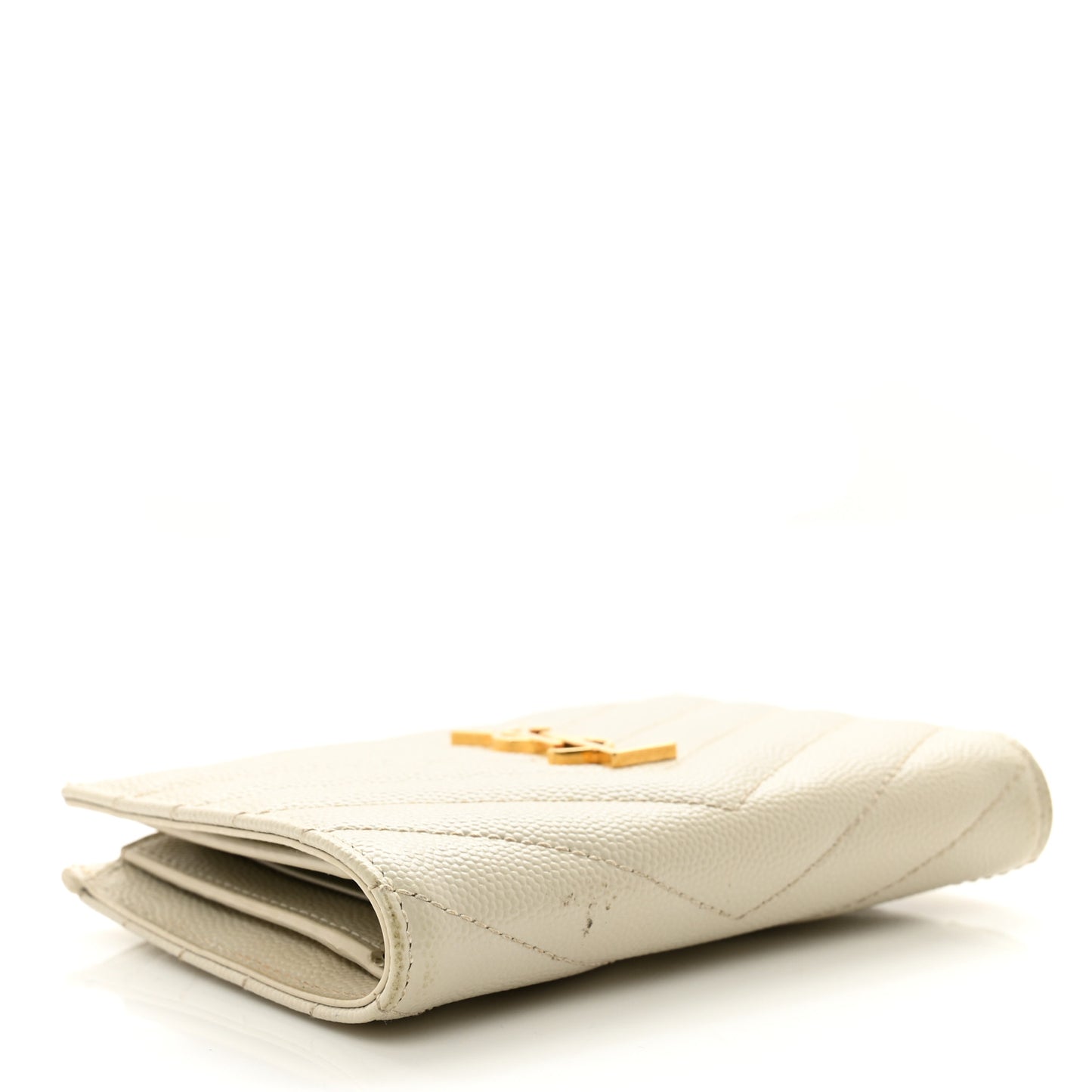 Grain De Poudre Matelasse Chevron Monogram Zipped Two-Part Wallet Crema Soft
