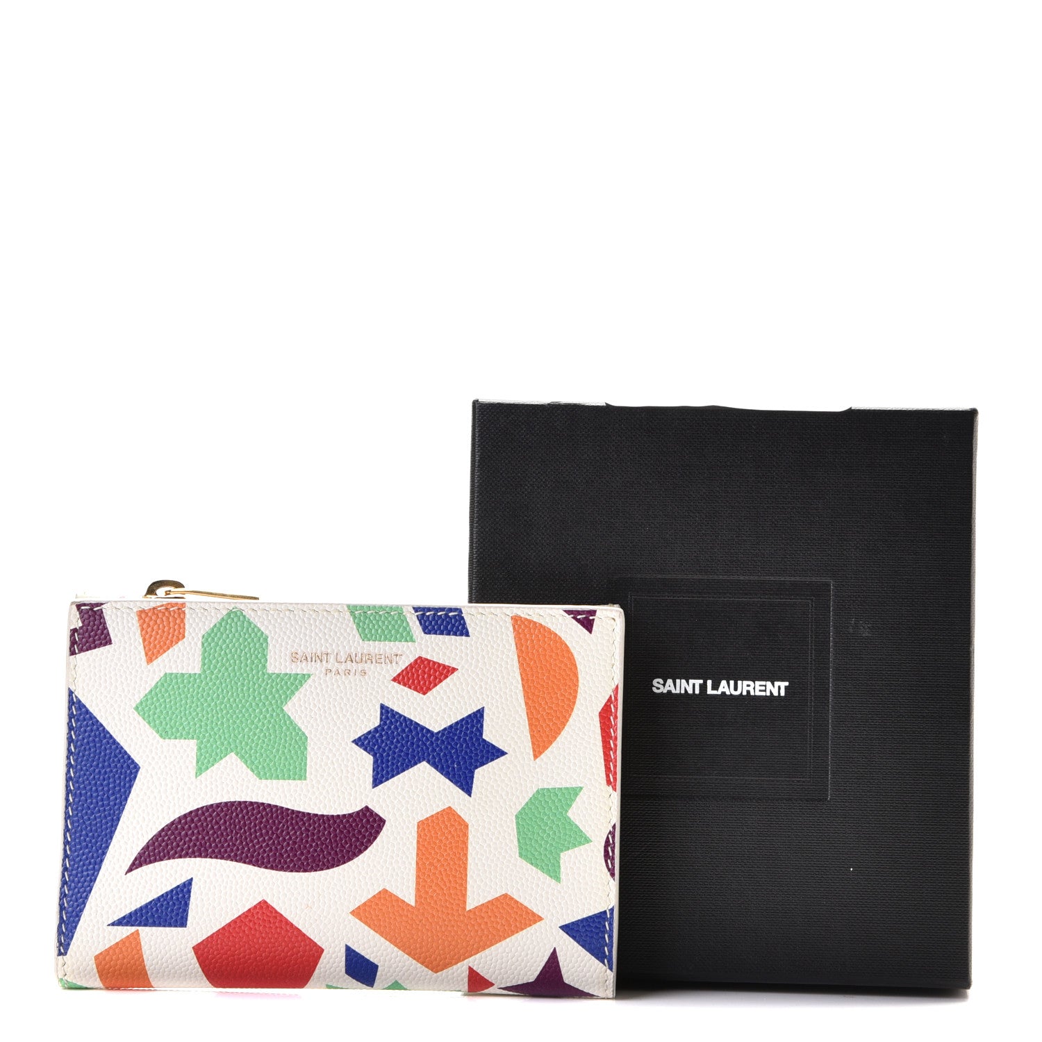 Saint Laurent Grain De Poudre Shapes Print Zipped Two-Part Wallet White 8 of 8